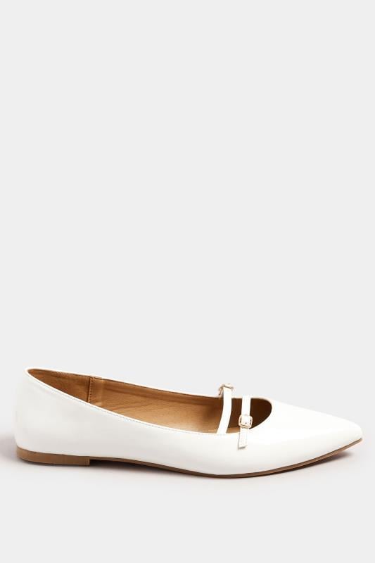 LTS Ivory White Pointed Buckle Flats In Standard Fit | Long Tall Sally 3