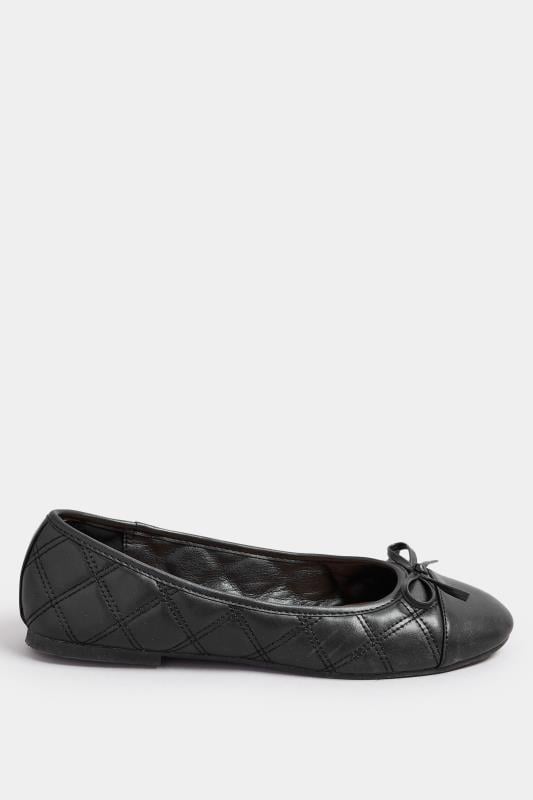 LTS Black Quilted Ballet Pumps In Standard Fit | Long Tall Sally 3