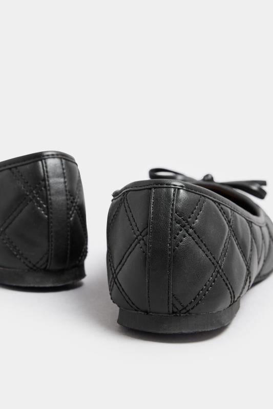 LTS Black Quilted Ballet Pumps In Standard Fit | Long Tall Sally 4