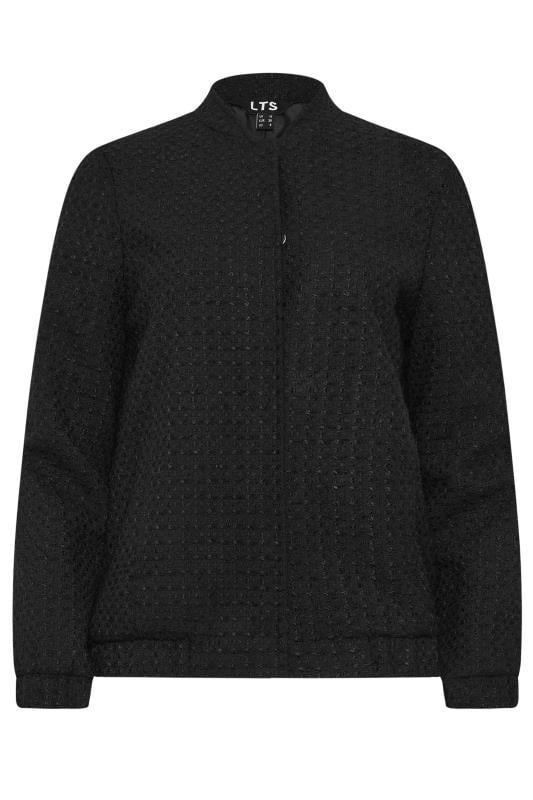 LTS Tall Black Boucle Tweed Bomber Jacket | Long Tall Sally 6