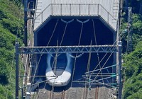 A Sanyo Shinkansen bullet train is seen in Hatsukaichi, Hiroshima Prefecture, on June 17, 2018, in this file photo taken from a Mainichi Shimbun helicopter. (Mainichi/Naohiro Yamada)