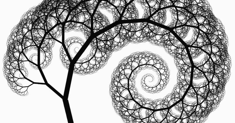 A fractal tree made by recursive drawing