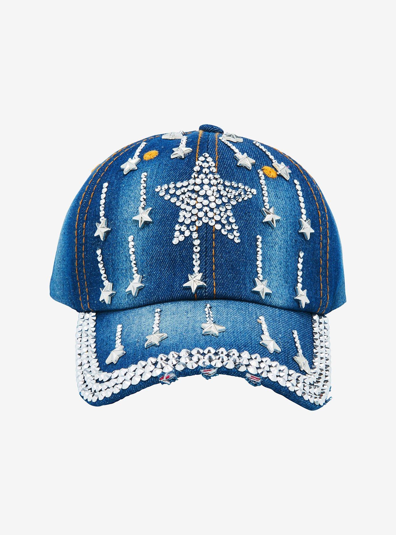 Denim Bling Star Dad Cap, , hi-res