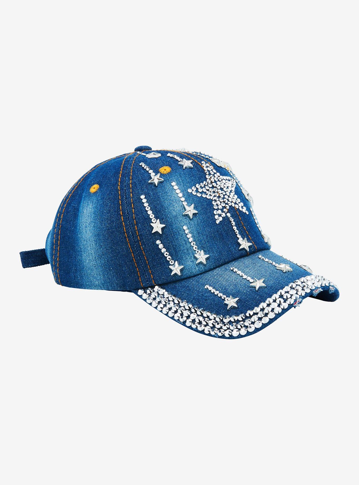 Denim Bling Star Dad Cap, , hi-res