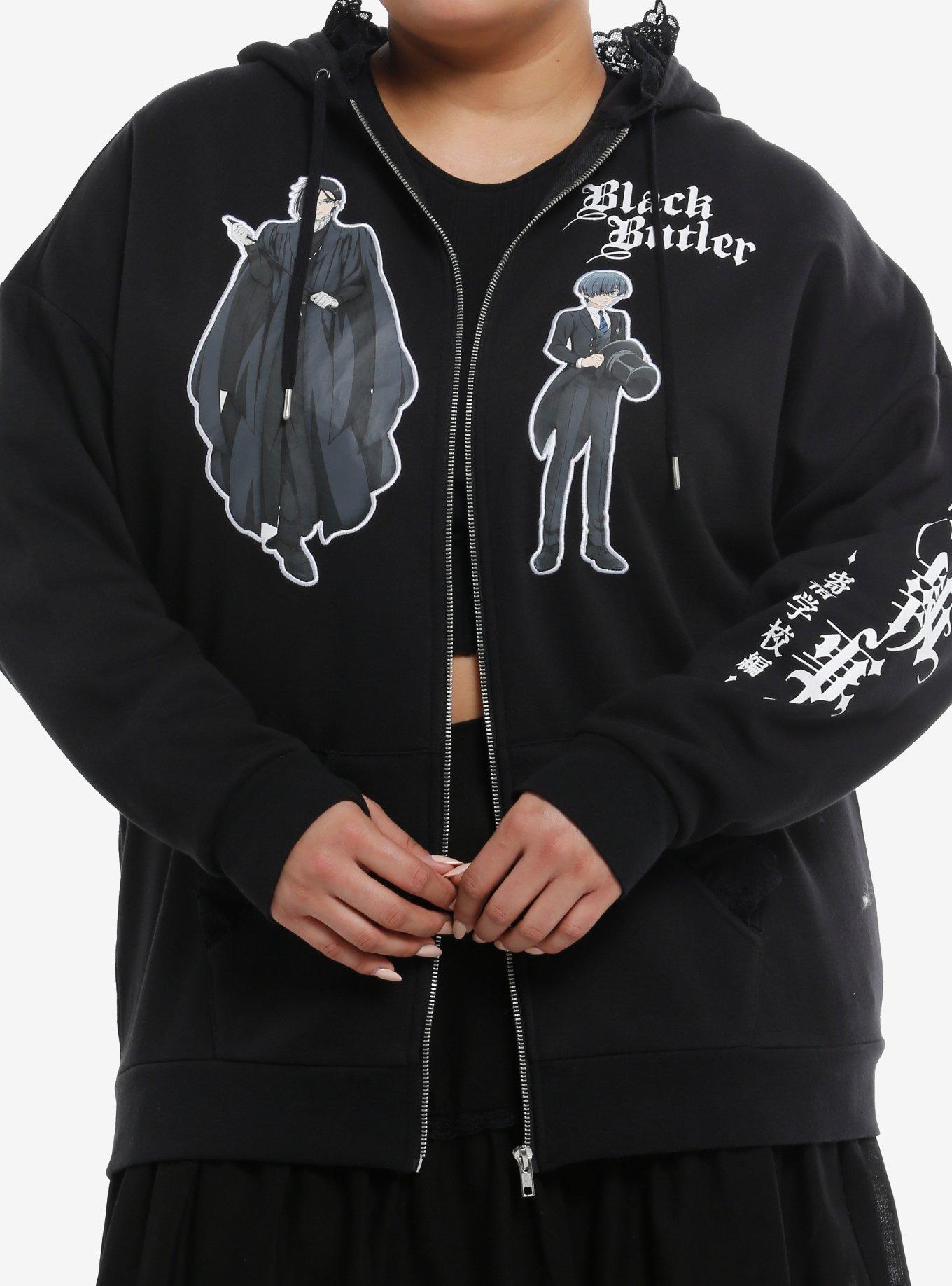 Black Butler Ciel & Sebastian Lace Girls Oversized Hoodie Plus Size, , hi-res