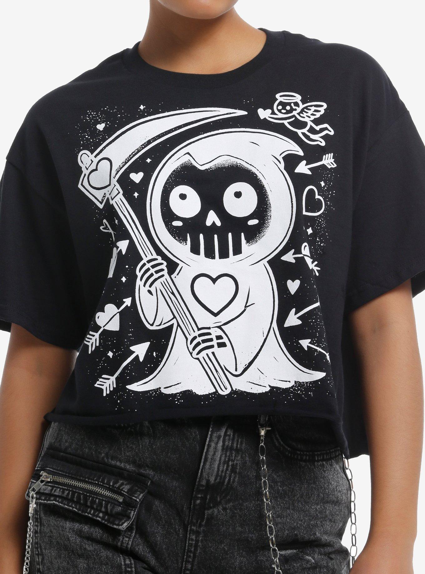 Chibi Grim Reaper & Hearts Girls Skimmer T-Shirt, , hi-res