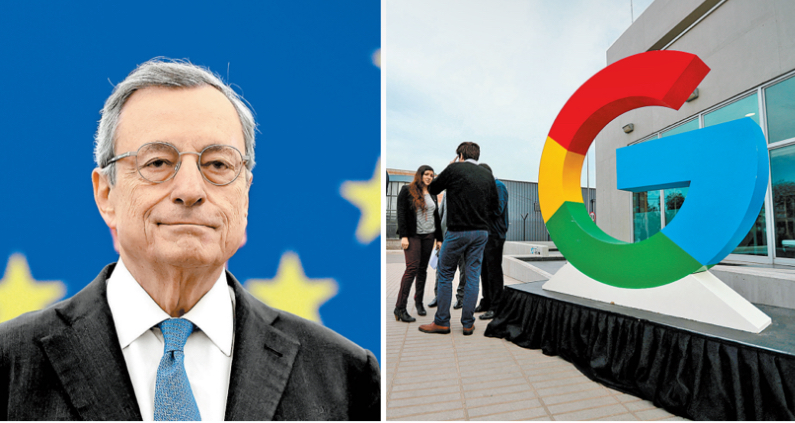 Draghi se pregunta cómo obstaculizar las búsquedas de Google sin introducir restricciones tipo China. Frederick Florin/AFP e Ivan Alvarado/Reuters