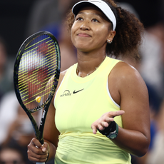 Naomi Osaka of Japan celebrates winning against Tamara Korpatsch of Germany during day two of the 2024 Brisbane International at Queensland Tennis Centre on January 01, 2024 in Brisbane, Australia. 