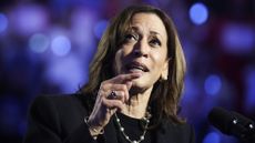 Democratic presidential nominee, U.S. Vice President Kamala Harris speaks during a campaign rally