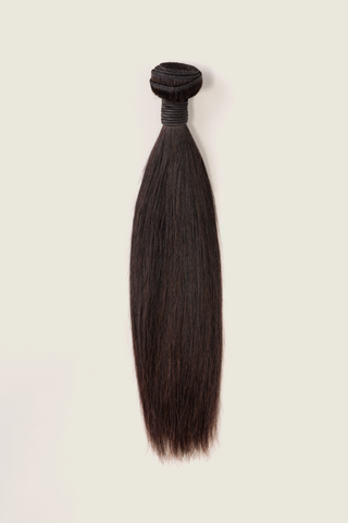 Mayvenn straight hair extension on a beige background