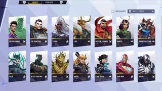 A screenshot of the Marvel Rivals characters heroes.