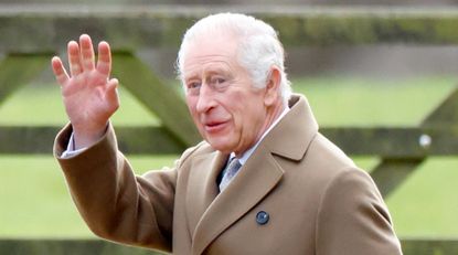  King Charles III attends the Sunday service at the Church of St Mary Magdalene on the Sandringham estate on January 7, 2024 in Sandringham, England. 