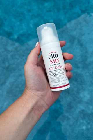 elta md sunscreen above a pool