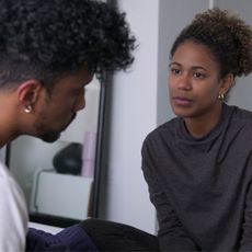 Ramses and Marissa sit in their bedroom with a mirror behind them, in 'Love is Blind' season 7.