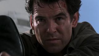 Pierce Brosnan looks down in anger in Goldeneye.