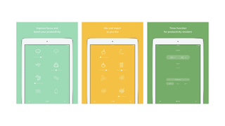 Screenshots of the Noisli app from the Apple App Store.