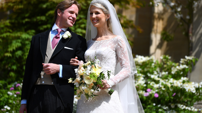 Lady Gabriella Windsor and Thomas Kingston leave after marrying in St George's Chapel on May 18, 2019 in Windsor, England.