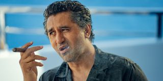 Cliff Curtis as cigar smoking Poseidon.