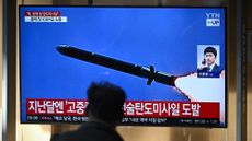 North Korean ICBM launch as viewed on South Korean TV