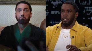 Eminem in the Houdini music video and Diddy on Jimmy Kimmel Live.