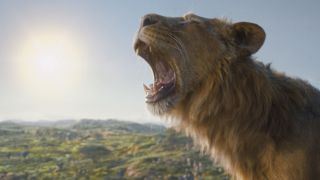 Mufasa (voiced by Aaron Pierre) roars in Disney’s live-action MUFASA: THE LION KING