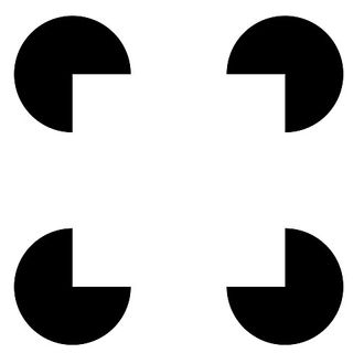 Four three-quarter circles arranged in a square shape with the unfilled parts of the circles facing inwards. This gives the impression of four black circles with a square overlaid on top.