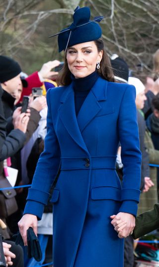 Kate Middleton wearing an all blue outfit styled by Natasha Archer
