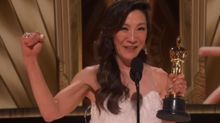 Michelle Yeoh accepting her Best Actress Oscar 2023