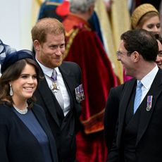 Prince Harry chatting with cousins at King Charles' Coronation