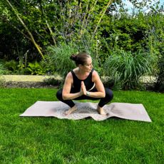 Writer Anna trying yoga squats every day at home in her garden