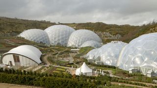 St. Austell, Biomes at Eden Project Cornwall, England, UK.