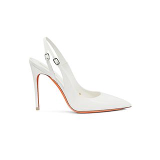 Women's White Patent Leather High-Heel Slingback