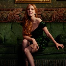 Jessica Chastain in a floral DSquared mini dress