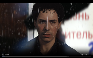 Still of a man in the rain from the short film One Way by Egor Kharlamov.