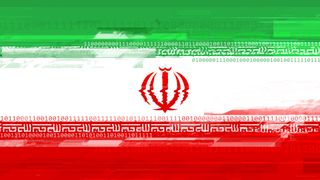 Iran flag digital distorted to denote a disruption caused by a hack