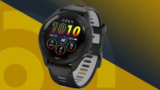 Garmin Foreurnner 265 on TechRadar background