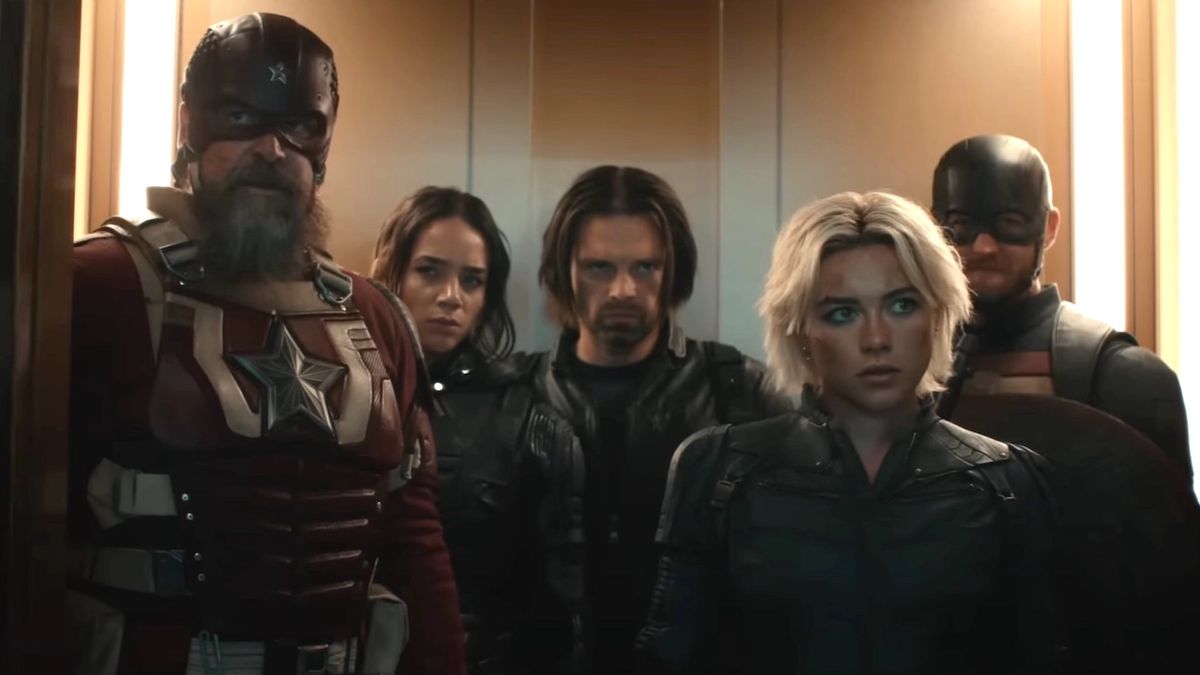 The MCU&#039;s Thunderbolts inside elevator