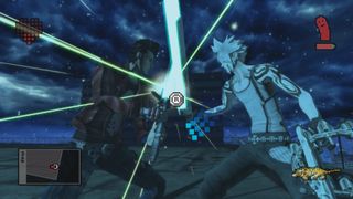 Travis Touchdown clashes with Skelter Helter in the opening scene to No More Heroes 2: Desperate Struggle