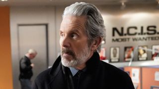 Gary Cole as Alden Parker wearing long black coat in NCIS