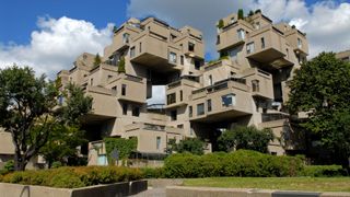 Habitat 67 housing buildings on St Helene island Montreal.