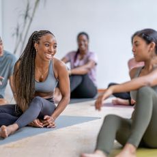 Two women trying a stepperton workout 