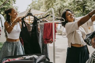 vintage shopping at a flea market