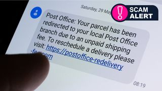 A scam text from a Post Office delivery