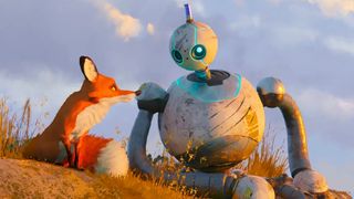 Fink the fox and Roz the robot in The Wild Robot