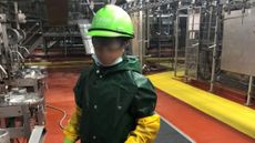 A U.S. Labor photo of a child working at a slaughterhouse plant in Nebraska.