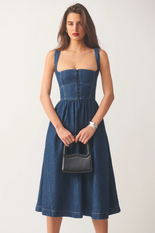 Reformation Tagliatelle Denim Midi Dress