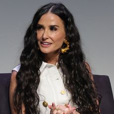 Demi Moore speaks onstage the "BRATS" premiere during the 2024 Tribeca Festival at BMCC Theater on June 07, 2024 in New York City. 