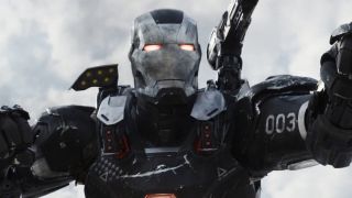 War Machine looking fierce in battle in Captain America: Civil War.