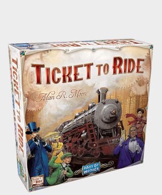 Ticket to Ride box on a plain background