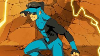 Mark Grayson wearing his new blue and black suit in Invincible season 3